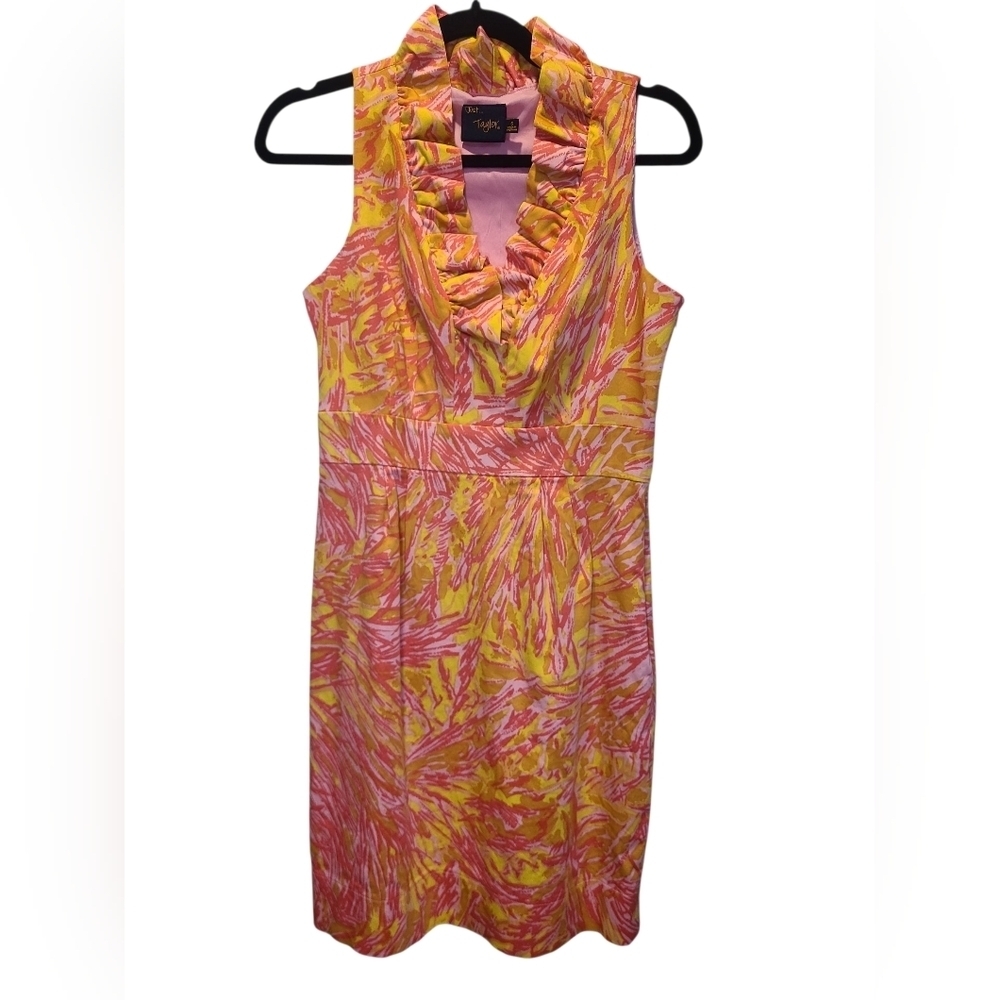 Just...Taylor Pink and Yellow Ruffle Mini Dress Size 6